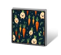 Spilla personalizzata a forma di carota felice per uomo e donna, spilla quadrata carina e divertente per spille in lega di alluminio facili e sicure, accessori per abiti da sposa e feste