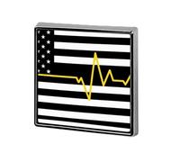 Spilla personalizzata con bandiera del dispatcher 911 con linea dorata sottile, spilla quadrata, cravatta, abito, accessori per uomo e donna, matrimonio e compleanno