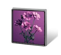 Spilla personalizzata con bellissimi fiori viola per uomo e donna, spilla quadrata carina e divertente per spille in lega di alluminio facili e sicure, accessori per abiti da sposa e feste