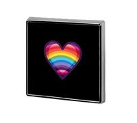 Spilla personalizzata con bottone a forma di cuore quadrato arcobaleno, spille da bavero per donne e uomini