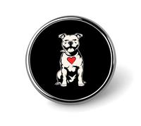 Spilla personalizzata con cane Pitbull e cuore, spilla rotonda da bavero, decorazione per abbigliamento per uomo e donna.