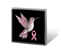 Spilla personalizzata con colibrì gioiello per la lotta contro il cancro al seno, ideale per matrimoni e compleanni.