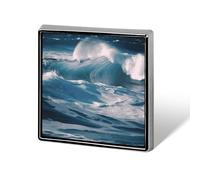 Spilla personalizzata con onde dell'oceano per uomo e donna, spilla quadrata carina e divertente per spille in lega di alluminio facili e sicure, accessori per abiti da sposa e feste