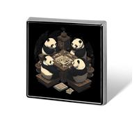 Spilla personalizzata con panda che giocano a Mahjong, spilla quadrata per risvolto, cravatta, cappello, abito, regalo per donne e uomini, matrimonio, compleanno