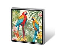 Spilla personalizzata con piante tropicali e pappagalli per uomo e donna, spilla quadrata carina e divertente per spille in lega di alluminio facili e sicure, accessori per abiti da sposa e feste