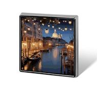 Spilla personalizzata con scritta "Venezia di notte", per uomo e donna, spilla quadrata carina e divertente, comoda e sicura, in lega di alluminio, per abiti da sposa, accessori per feste.