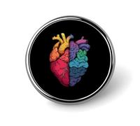 Spilla personalizzata Cuore e Cervello, spilla rotonda da bavero, decorazione per abbigliamento per uomo e donna