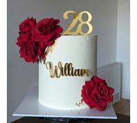 Spilla Personalizzata Nome Numero Cake In Acrilico Nero 4inch Topper Elegante