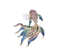 Spilla pesce blu ondulato, eleganti spille da bavero con fiori in strass, spille farfalla portafortuna fatte a mano, accessori gioielli per donna (Style B)