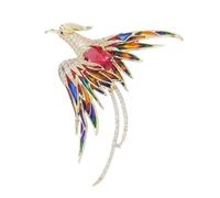 Spilla Phoenix, lega di strass, fenice di adorazione degli uccelli, spilla a coda lunga fenice, accessorio colorato per abito dipinto a olio, Misura unica, Lega di acciaio, Nessuna pietra preziosa