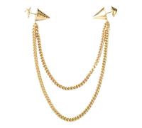 Spilla Pin Pilla Catena 1 pezzo di camicie con borchie, colletto, punta, spilla, catena, nappe, gioielli(Gold)
