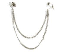 Spilla Pin Pilla Catena 1 pezzo di camicie con borchie, colletto, punta, spilla, catena, nappe, gioielli(Silver)