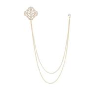 Spilla Pin Pilla Catena Lunga catena nappa croce spilla lega strass cristallo spille da bavero corpetto uomo colletto gioielli di moda(Gold)