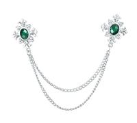 Spilla Pin Pilla Catena Spilla a catena con croce di cristallo nappa Spille e spille for colletto della camicia da donna Personalità fibbia ad spillo Accessori(Sliver Green)