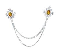 Spilla Pin Pilla Catena Spilla a catena con croce di cristallo nappa Spille e spille for colletto della camicia da donna Personalità fibbia ad spillo Accessori(Sliver Yellow)