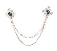 Spilla Pin Pilla Catena Spilla a catena con croce di cristallo nappa Spille e spille for colletto della camicia da donna Personalità fibbia ad spillo Accessori(Gold Green)