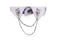 Spilla Pin Pilla Catena Spille a catena for abito da uomo Spilla Colletto Decorato Testa di lupo Accessori for camicie(Silver)