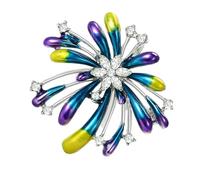 Spilla Pirotecnica con Cristalli e Arte Smaltata | Spilla con espressione artistica raffigurante pirotecnica romantica con cristalli per tutti gli abiti