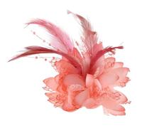 Spilla Piume Spille con ciondolo, spille con fiori in tessuto, accessori for capelli, cerchietto for capelli for ragazze, decorazione for feste(Light orange pink)