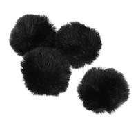 Spilla Pompon in Finta Lana Nera 8cm 4 Pezzi per Gioielli | Accessori Palla di Pelo, Effetto Realistico e Mano Liscia, per Cappelli e Decorazioni Moda