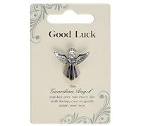 Spilla portafortuna a forma di angelo color argento con pietra preziosa, idea regalo sentimentale