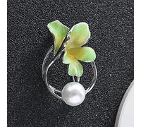 Spilla portafortuna a forma di fiore rosa e verde da donna, gioiello di moda for ragazze e donne, accessorio elegante for costumi.(Green)