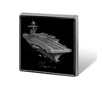 Spilla quadrata a forma di cuore con logo della portaerei USS Enterprise CV 6 della Seconda Guerra Mondiale, ideale per decor
