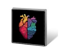 Spilla quadrata a forma di cuore e cervello, distintivi personalizzati, spille smaltate per la decorazione di abbigliamento, per uomo e donna.