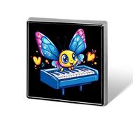 Spilla quadrata a forma di farfalla che suona il pianoforte, spilla a forma di cuore, spille decorative per zaini, giacche e