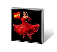 Spilla quadrata con bandiera spagnola ballerina di flamenco, spilla carina per zaino, giacche, cappelli, decorazione
