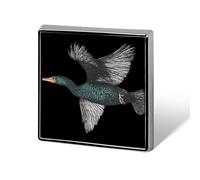 Spilla quadrata con bottone smaltato a forma di cormorano volante, ideale per bavero, zaini e cappelli, carina e divertente, 0,7"