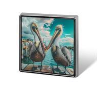 Spilla quadrata con pellicano, molo oceanico, per uomo e donna, da colletto o risvolto, accessori per giacca e abito.