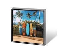 Spilla quadrata con tavola da surf in lega di alluminio stampata spille commemorative simpatiche e divertenti spille quadrate personalizzate per cappotti, giacche e regali di nozze