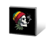 Spilla quadrata da bavero con teschio rasta e marijuana, distintivi personalizzati, spille smaltate per abbigliamento, per uomo e donna