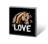 Spilla quadrata "I Love Horses" in metallo, distintivo da bavero per giacca, cappello, borsa, accessori decorativi.