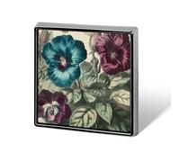 Spilla quadrata in alluminio con tre fiori, 1,8 cm, con stampa a trasferimento termico, resistente, per donne, uomini, camicie, giacche, cappelli, borse, resistente allo sbiadimento