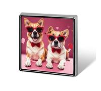 Spilla quadrata in lega di alluminio con cani che indossano occhiali da sole, spilla alla moda, decorazione per zaini, vestiti, giacche, regalo per uomo e donna