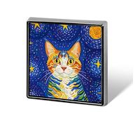 Spilla quadrata in lega di alluminio con gatto che guarda le stelle, spill
