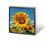 Spilla quadrata in lega di alluminio con girasoli, fiori che sbocciano, piante, spilla alla moda, distintivi, decorazione per zaini, vestiti, giacche, regalo per uomo e donna