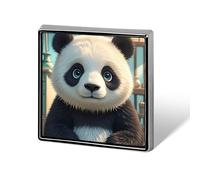 Spilla quadrata in lega di alluminio, spilla con faccia di panda anime, spilla alla moda, decorazione per zaini, vestiti, giacche, regalo per uomo e donna