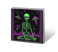 Spilla quadrata in metallo con alieni al neon anni '80, spilla da bavero alla moda, gioiello decorativo unisex