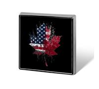 Spilla quadrata in metallo con bandiera d'acero di USA e Canada, ideale come regalo per uomo, donna, per abbigliamento, borse e cappelli.