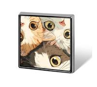 Spilla quadrata in metallo con gatto che ti guarda, distintivo da bavero alla moda, gioiello decorativo unisex