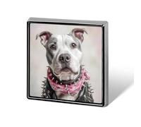 Spilla quadrata in metallo con pitbull ad, regalo per uomo e donna, ideale per abbigliamento, borse e cappelli.