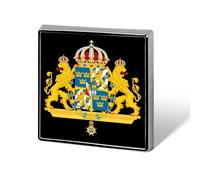 Spilla quadrata in metallo con stemma della Svezia, ideale come regalo per uomo, donna, per abbigliamento, borse e cappelli.