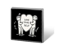 Spilla quadrata "Love Your Self", spilla in metallo, spilla da bavero, giacca, cappello, borsa, accessori, decorazione