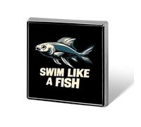 Spilla quadrata "Nuota come un pesce", spilla in metallo, spilla da bavero, giacca, cappello, borsa, accessori, decorazione