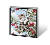 Spilla quadrata personalizzata con gatti carini su un albero, ideale per risvolto, cravatta, cappello, abito, vestito, regalo per donne e uomini, matrimonio, compleanno.