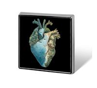 Spilla quadrata smaltata a forma di cuore con anatomia, oceano e spiaggia, ideale per decorare cappelli, abbigliamento, borse, come regalo o per lavori artigianali.