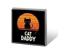 Spilla quadrata vintage a forma di gatto con scritta "Daddy", per zaini, giacche, cappelli, decorazione